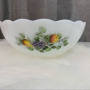 Vintage Arcopal “Fruits de France” Milk Glass Bowl